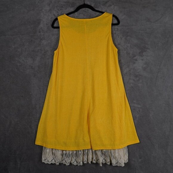 Umgee Oh Me Oh My! Sheer Knit Tank Dress Lined with Lace Trim Boho Large - Picture 8 of 8
